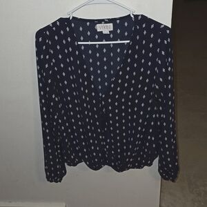 Navy Patterned Blouse